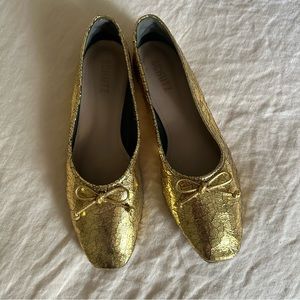 *NWOT* SCHUTZ - Arissa Ballet Flat Metallic Gold (8.5)